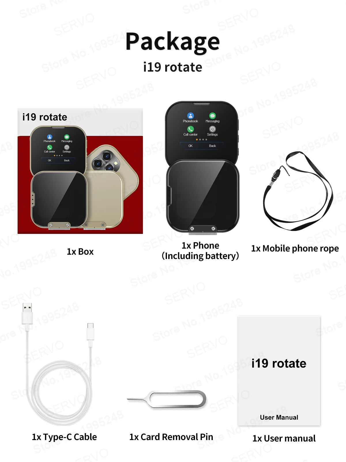 NEW Upgrade SERVO i19 Rotate Touch Screen Phone Dual SIM Bluetooth Dial Sync Music Magic Voice Torch 1.69 Inch 2G Mini Cellphone