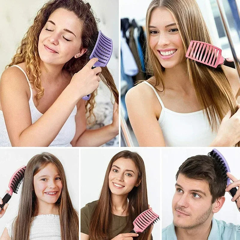 Hair Brush Scalp Massage Comb Hairbrush Boar Bristle Nylon Women Wet Curly Detangle Hair Brush Salon Hairdressing Styling Tool