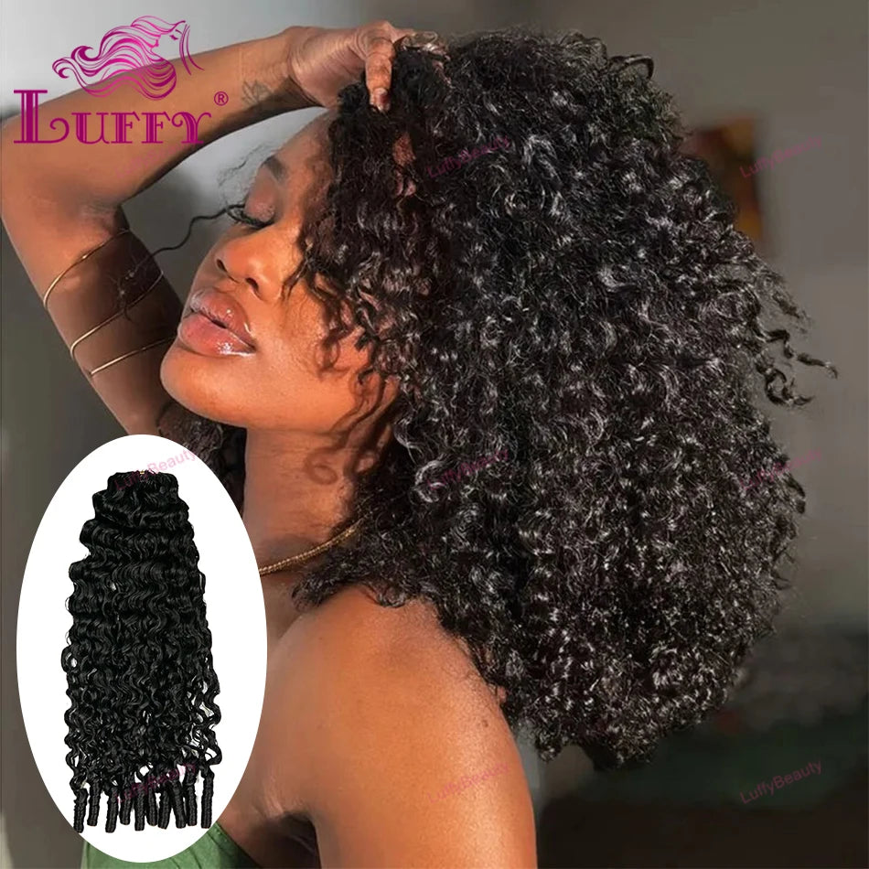 Curly Crochet Human Hair Knotless Pre-Separated Crochet Hair Water Curly With String Pre-Looped Feather Hair Extensions