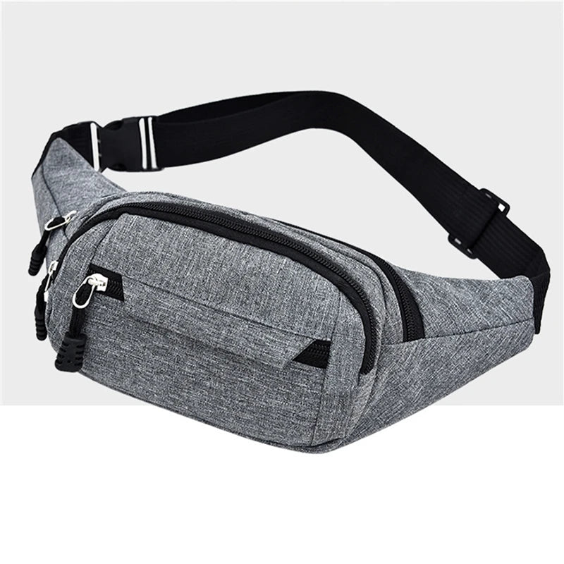 Waist Packs Waterproof Outdoor Sports Bag Unisex Canvas Pouch Fanny Pouch Solid Color Women Men Zipper Crossbody Male Bag