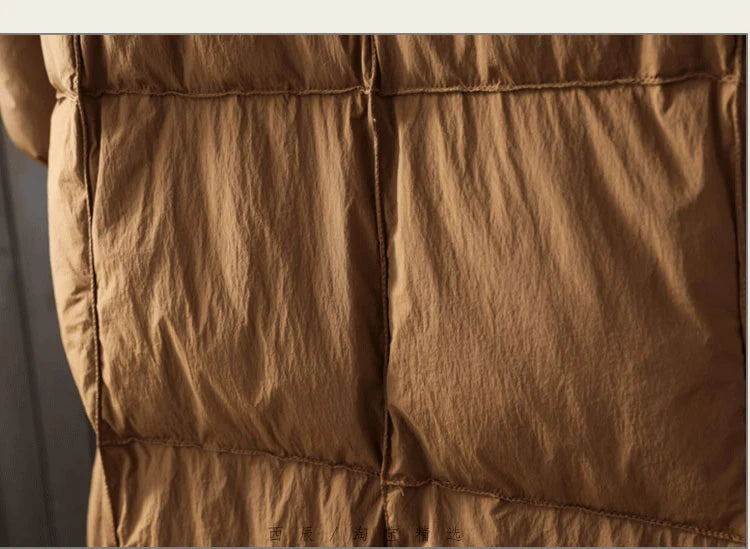 Schinteon Women White Duck Down Long Jacket Casual Loose Autumn Winter Outwear with Hood Warm Coat Big Pockets 2024 Korean Style