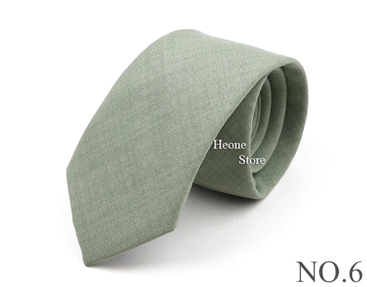 Novelty New Solid Color Ties For Men 100%Cotton Handmade High Quality Necktie Pink Green Orange 6.5cm Skinny Slim Ties Accessory