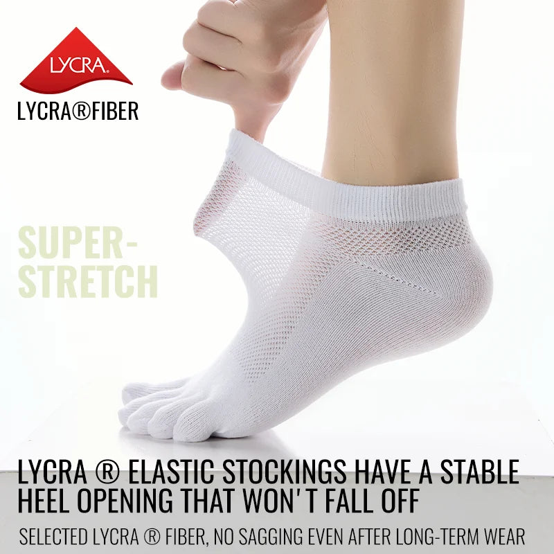 MiiOW Cotton Five Finger Short Sock Men Ankle Spilt Toe Sock Summer Thin Sock Breathable Mesh Sweat Absorbent Antibacterial Soc