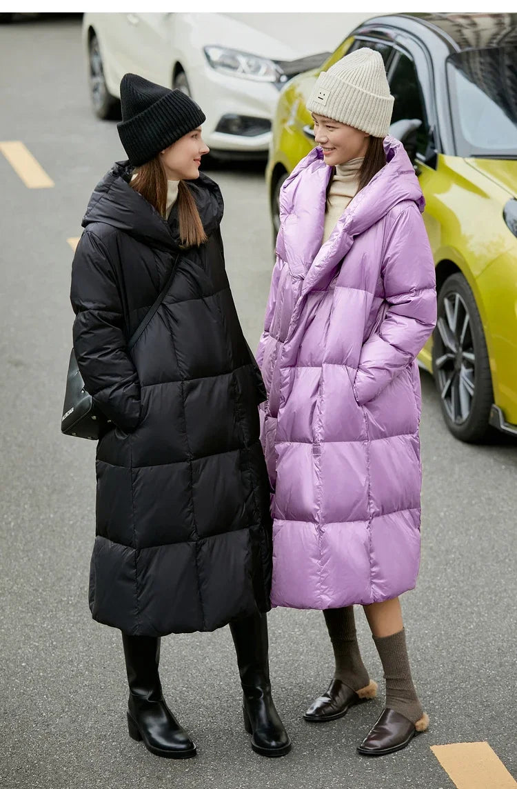 AMII Minimalist 2025 Down Jacket Coat Women Winter Warm Long Bread Puffer Coat Light Thick Quality Fashion Outerwear 12324060