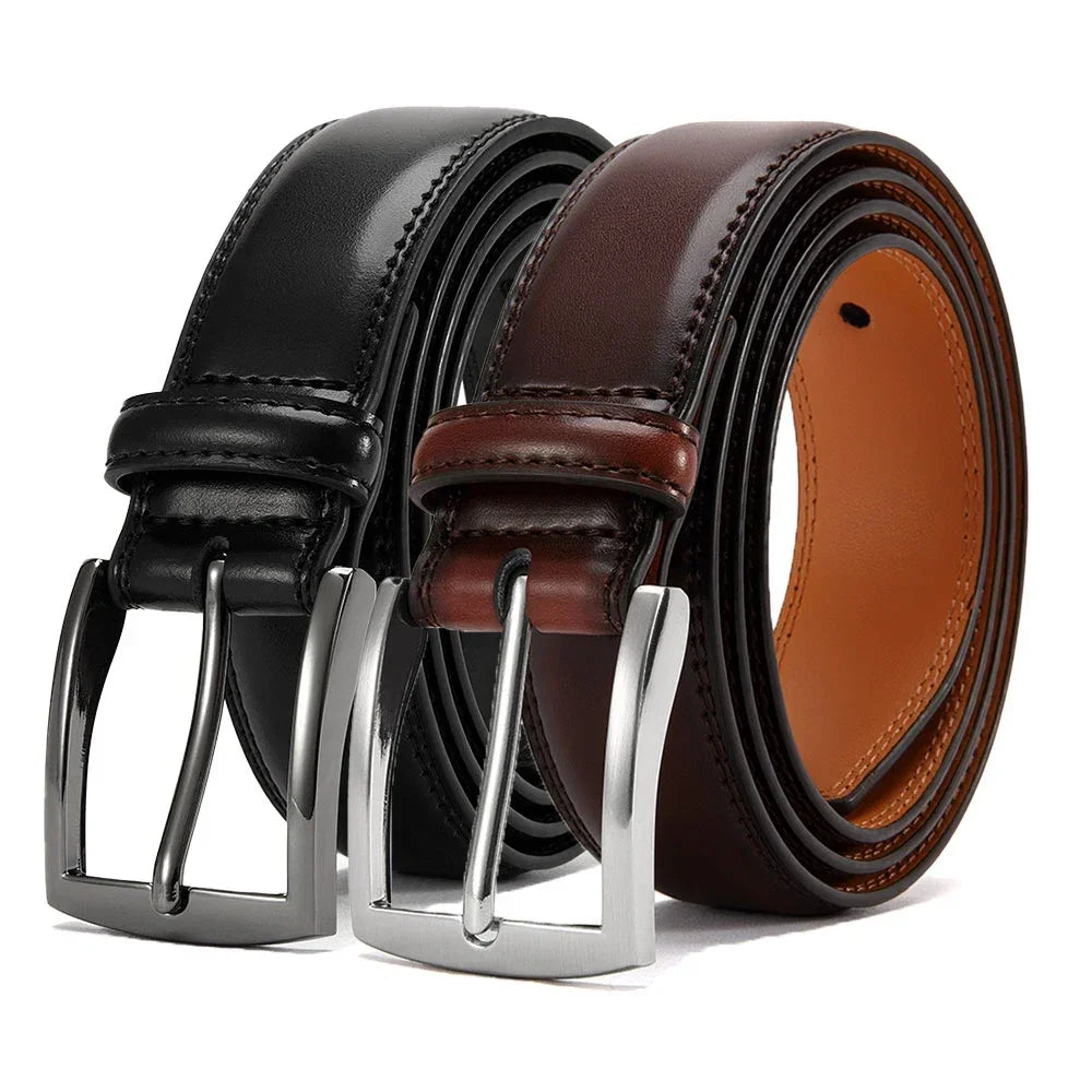 Men's Leather Belt Needle Buckle Belt Trendy New Casual Genuine Leather LONG Large Belts Cowhide Men's Belt Plus Size Men Belts