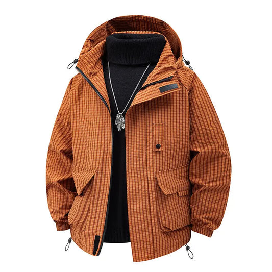 Spring Autumn Hooded Jackets Men Waterproof Outerwear Coats Solid Color Casual Loose Couple Fashion Hooded Coat Fashion Tops Man