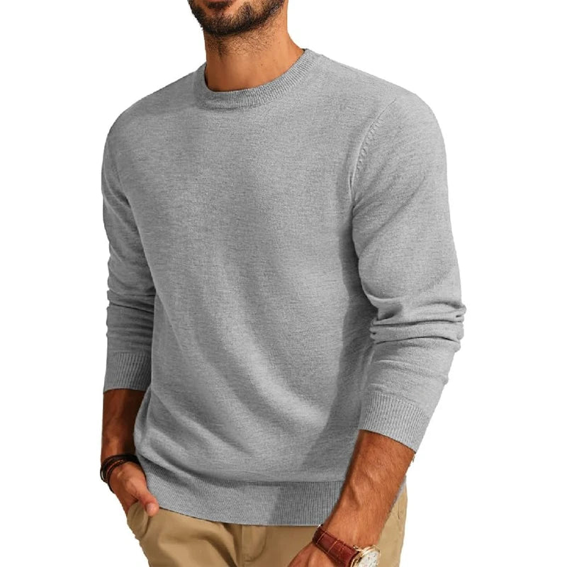 Men's Long Sleeve Sweaters Crew Neck Basic Lightweight Knitted Pullover Shirts Autumn Warm Streetwear Outdoor Jogger Coats
