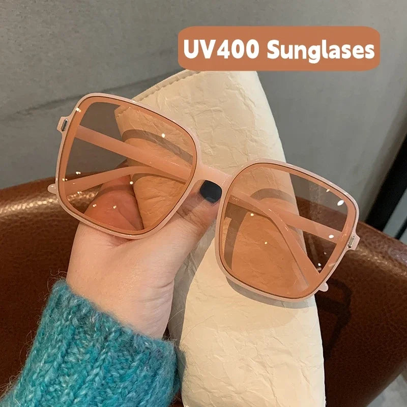 Men Women Oversized Sun Glasses Fashion Style Gradient Color Sunglasses Unisex Retro Square Frame Travel Goggle Shades Eyewear