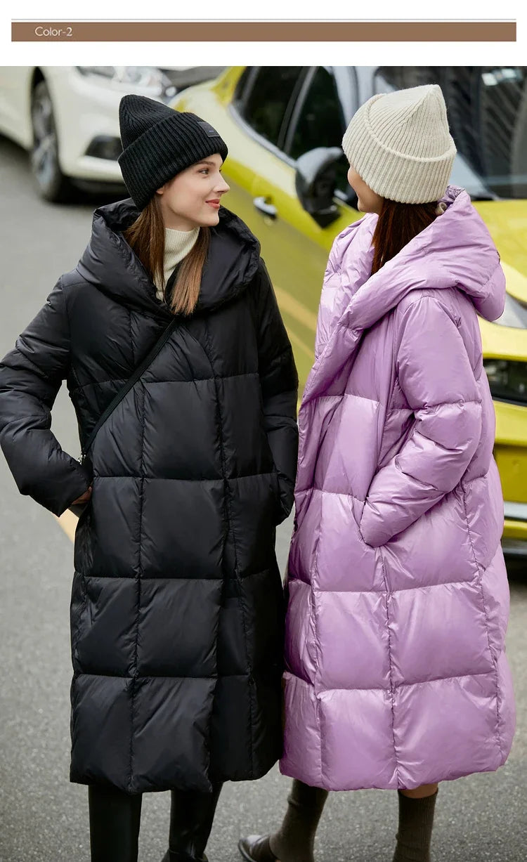AMII Minimalist 2025 Down Jacket Coat Women Winter Warm Long Bread Puffer Coat Light Thick Quality Fashion Outerwear 12324060