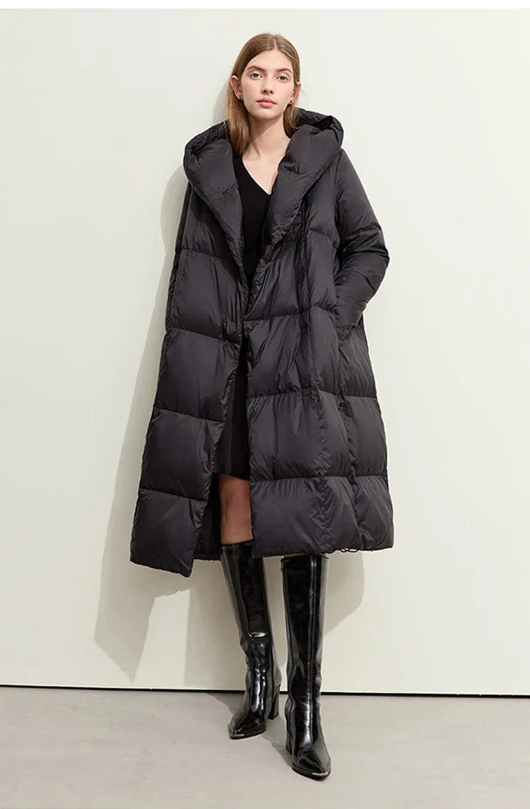 AMII Minimalist 2025 Down Jacket Coat Women Winter Warm Long Bread Puffer Coat Light Thick Quality Fashion Outerwear 12324060