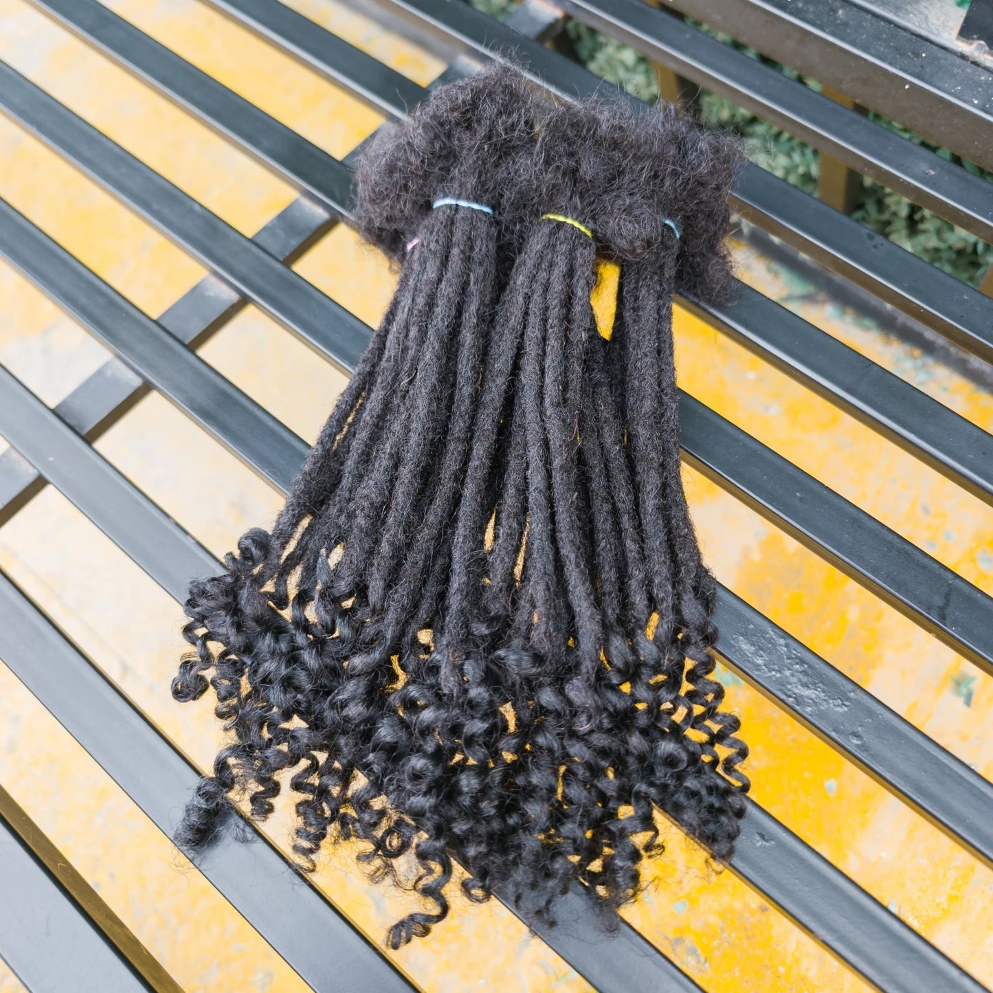 Natural Human Hair Dreadlock Extensions with Curly Ends 8-12 Inch Handmade Curled Tail Locks Extension for Women Men 10 Strands