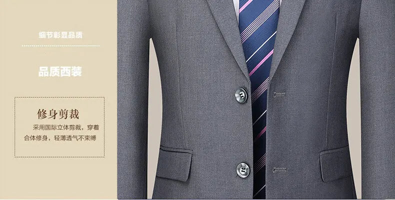 Two button men (suit + trousers) Korean version of fashion slim-fit business professional dress work formal two-piece set