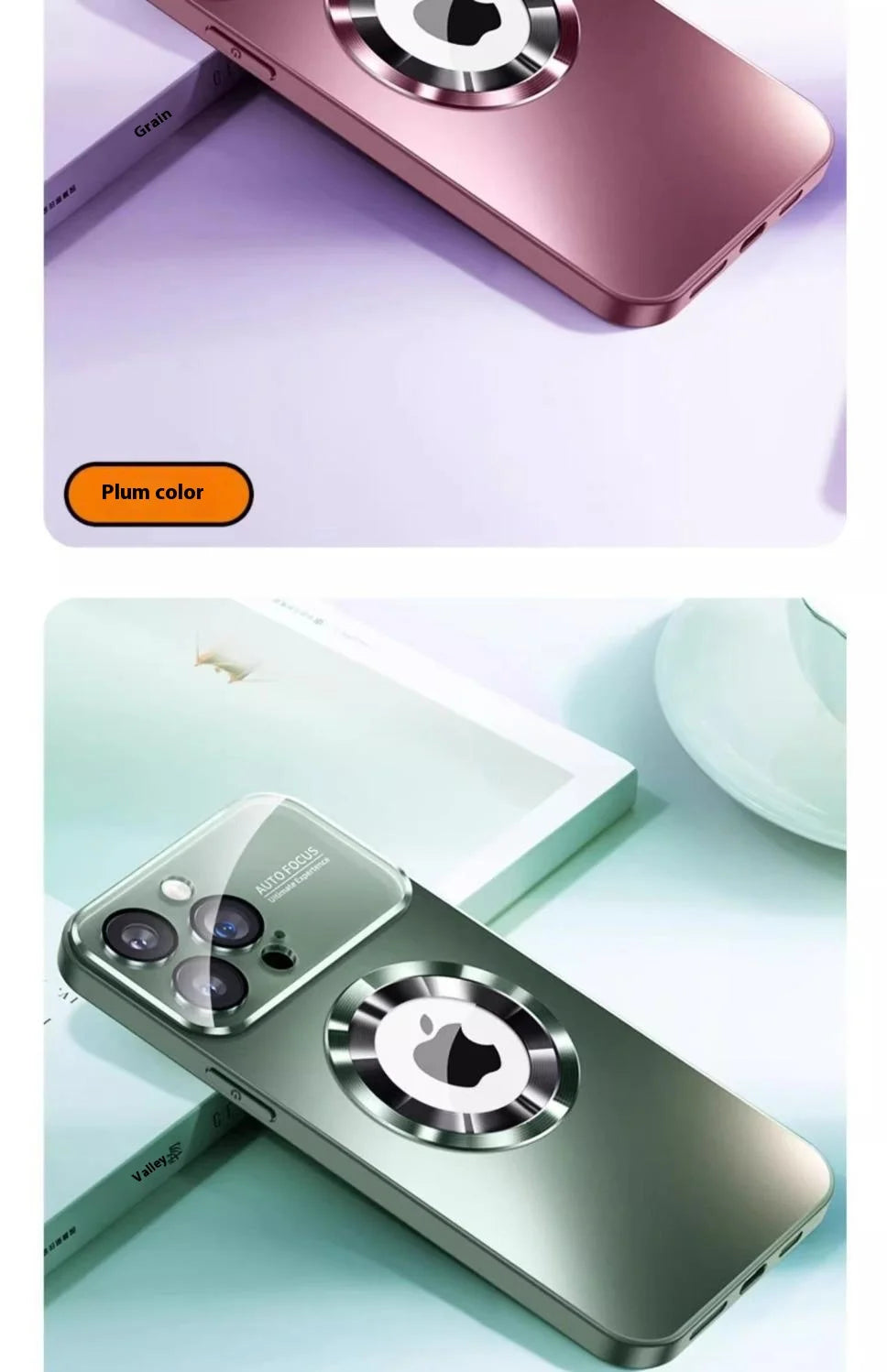 Fashionable Large Window Magnetic Phone Case,For iPhone 16 15 14 13 Pro Max, With Lens Protector,Magsafe Wireless Charging Case