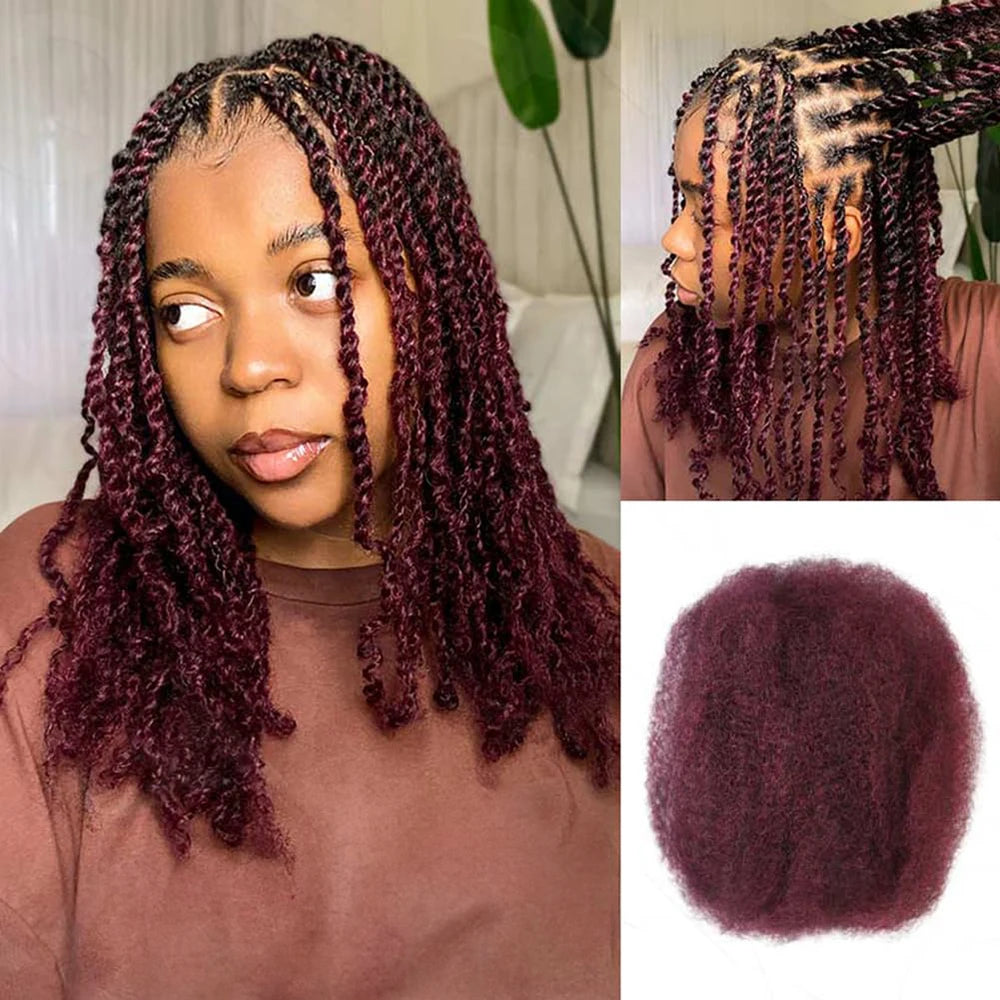 Snwprin 16 Inch Afro Kinky Bulk Natural Color 4C Human Hair For Braiding Brazilian Hair 100% Human Hair For Dreadlock Extensions