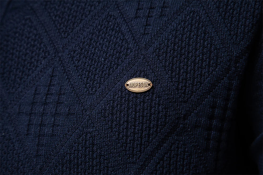 2023 New Autumn Cotton Polo Neck Sweaters for Men High Quality Pullover Knitted Sweater Men England Style Casual Social Pull Men