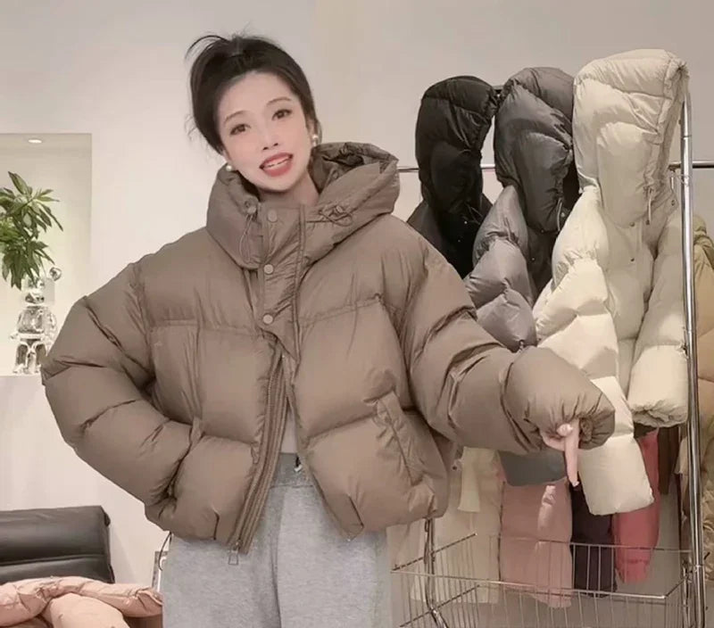 2024 New Fashion White Duck Down Jacket Hooded Women Autumn Winter Warm Over Size Casual Short Thick Outwear Female Coat