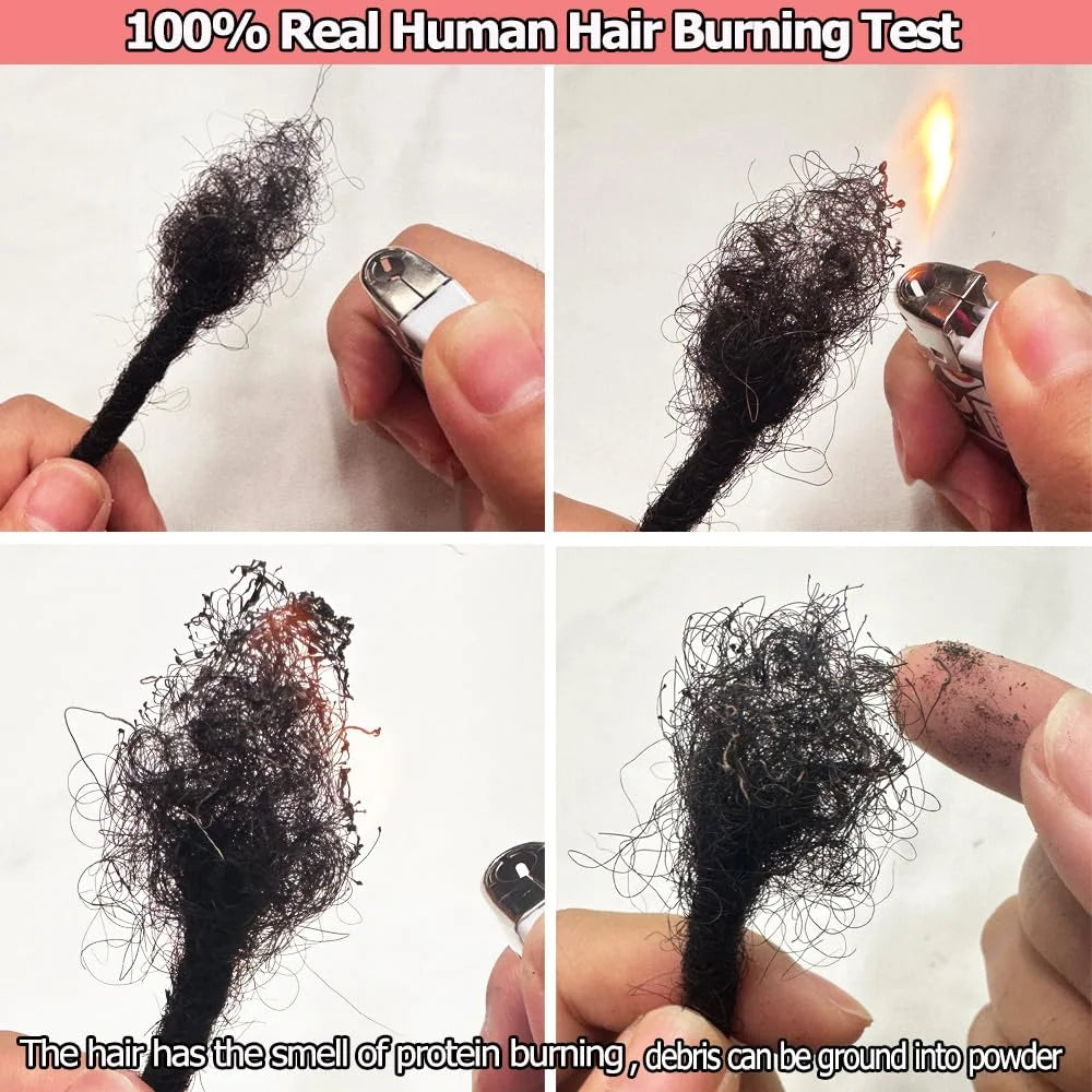 0.6cm Width 6-22 Inch 40 Strands 100% Human Hair Loc Extensions Full Handmade Dreadlock Extensions for Men Women Kids Can Be Dye