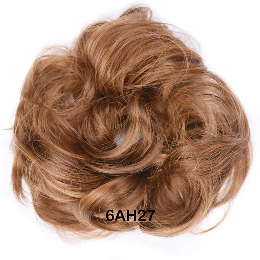 Jeedou Synthetic Messy Curly Hair Bun Chignon Donut Pad Elastic Hair Rope Rubber Band Hairpiece For Woman