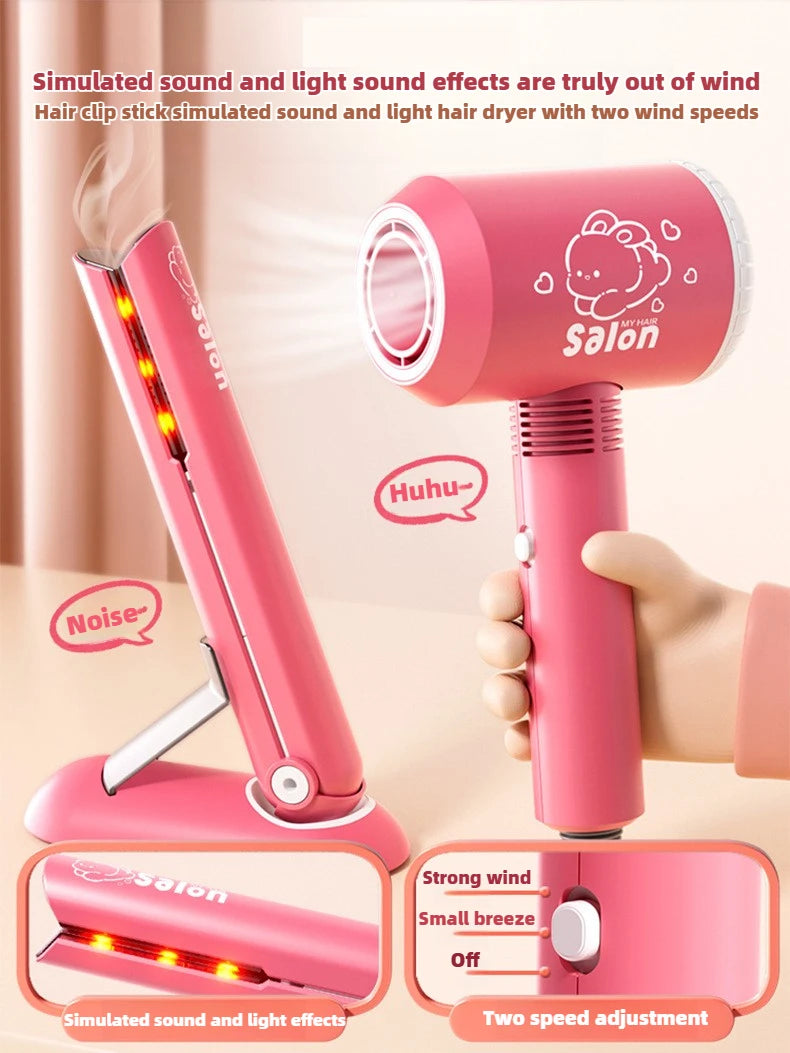 Make up Toys Simulation Haircut Kit Children's Hair Dryer Role Playing Game Educational Toys for Girls Pretend Play Kids Gifts