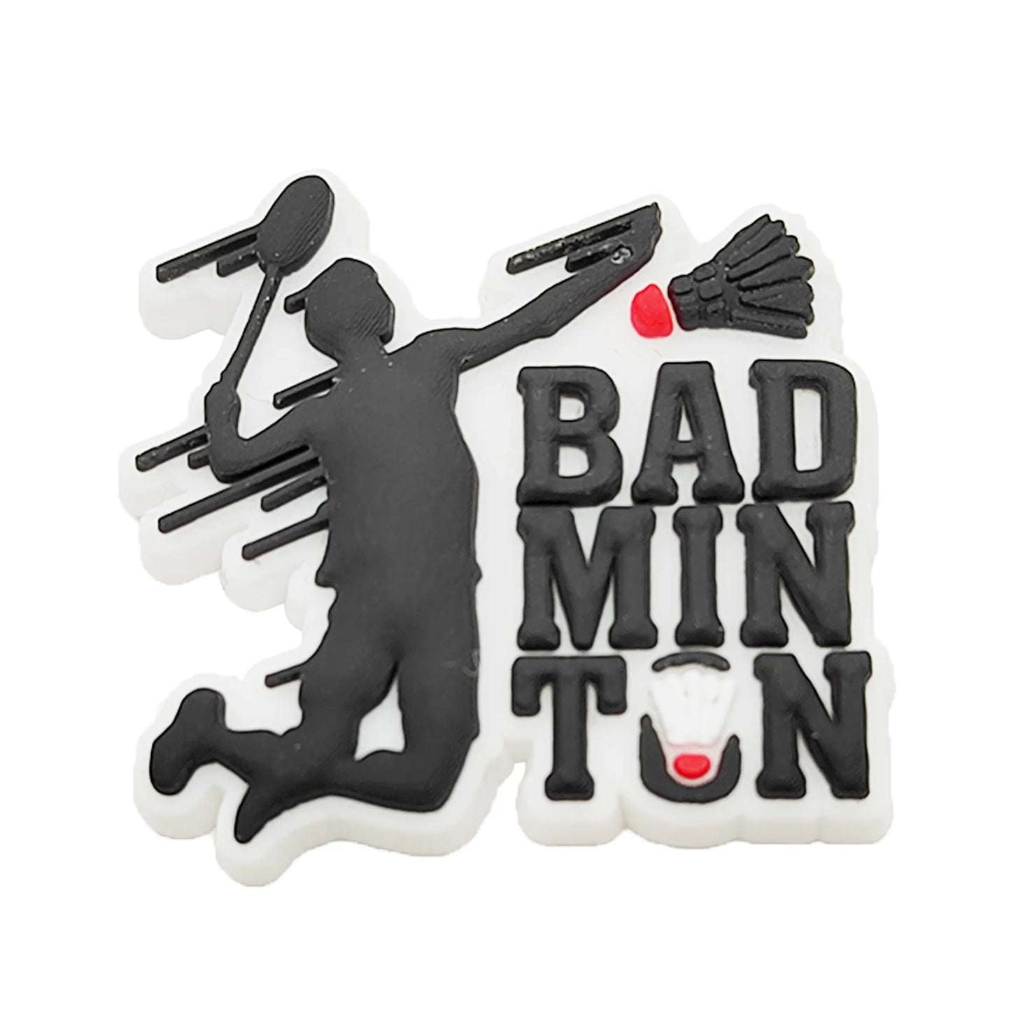 1-9PCS Sport Love Badminton Maniac PVC Shoe Charms For Clogs Pins Fit Wristbands Garden Shoes Button Decorations Kid Gift