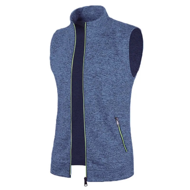 New Mens Zipper Sleeveless Jacket Coats Outdoor Warm Turtleneck Sweatshirts Breathable Solid Color Streetwear Athletic Vest Tops