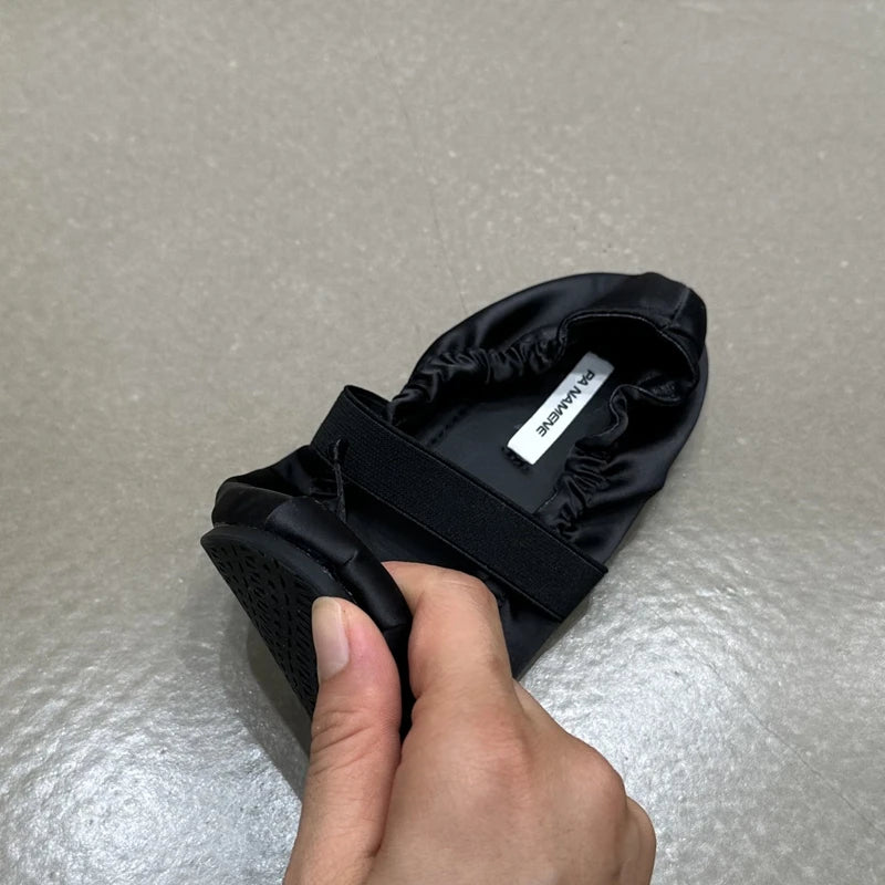 SUOJIALUN 2024 Autumn Women Flat Shoes Ladies Elegant Pleated Ladies Elegant Shallow Slip On Ballerinas Shoes Soft Flat Dress Bo