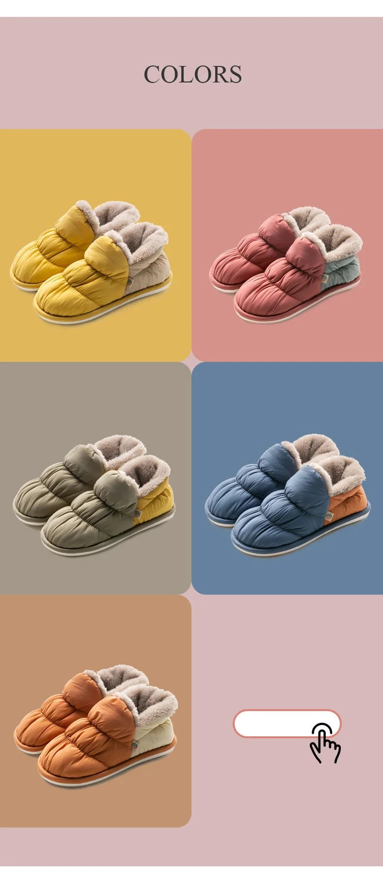 WDZKN Fashion Women Home Cotton Shoes Winter Warm Plush Slip On Slippers Waterproof Down Soft Bottom Indoor Couple Outside Shoes