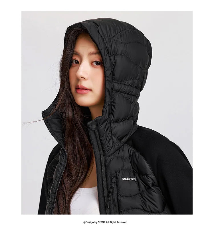 Semir Down Coats Women Slim Fit Patchwork Waterproof Fleece Raglan Sleeve 2025 Winter Clothes Woman New in Coats & Jackets