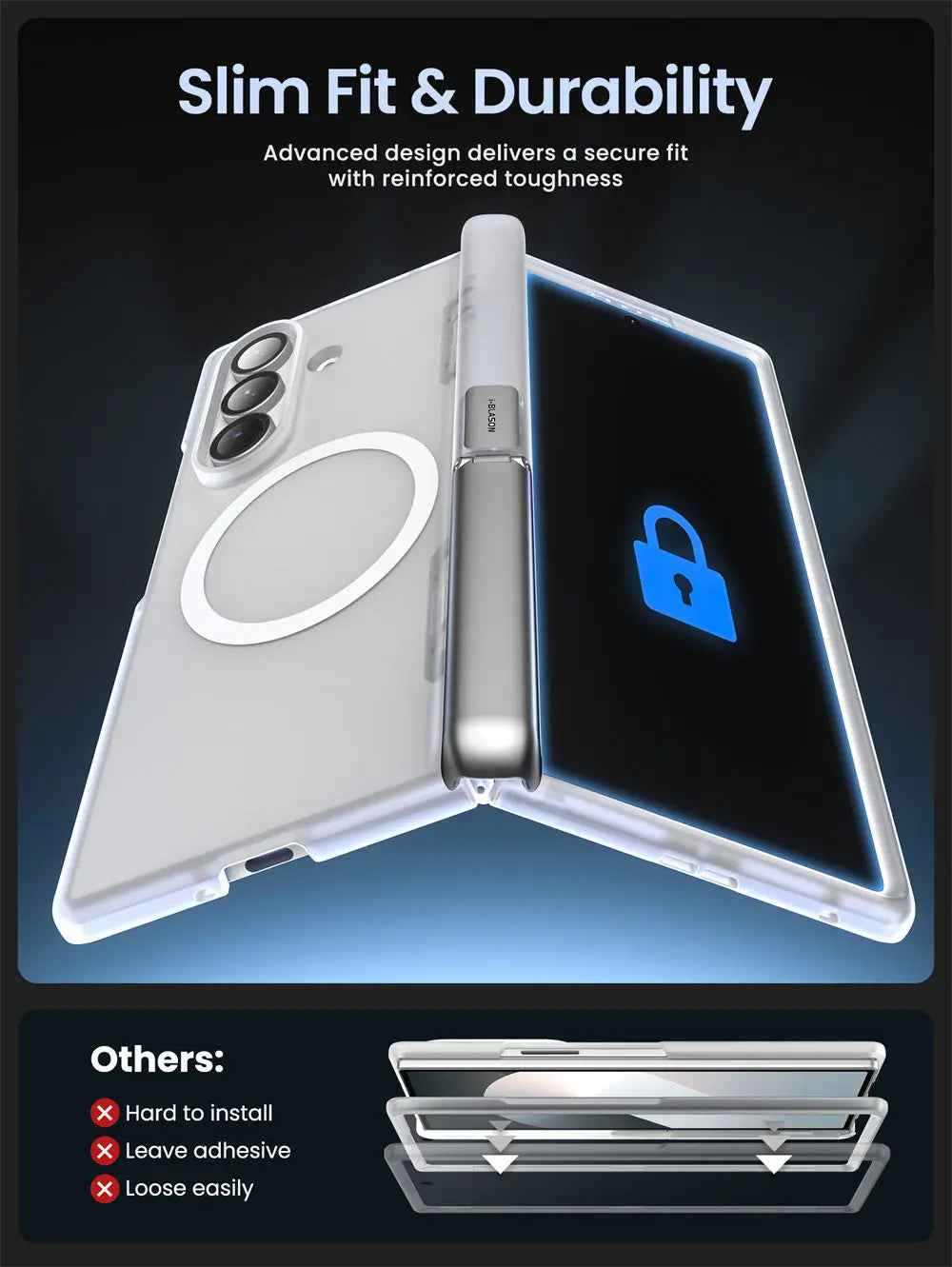 For Samsung Galaxy Z Fold 7 Case I-BLASON Cosmo Full Protective Hinge Protection Magnetic Case with MagSafe Stand & S Pen Holder