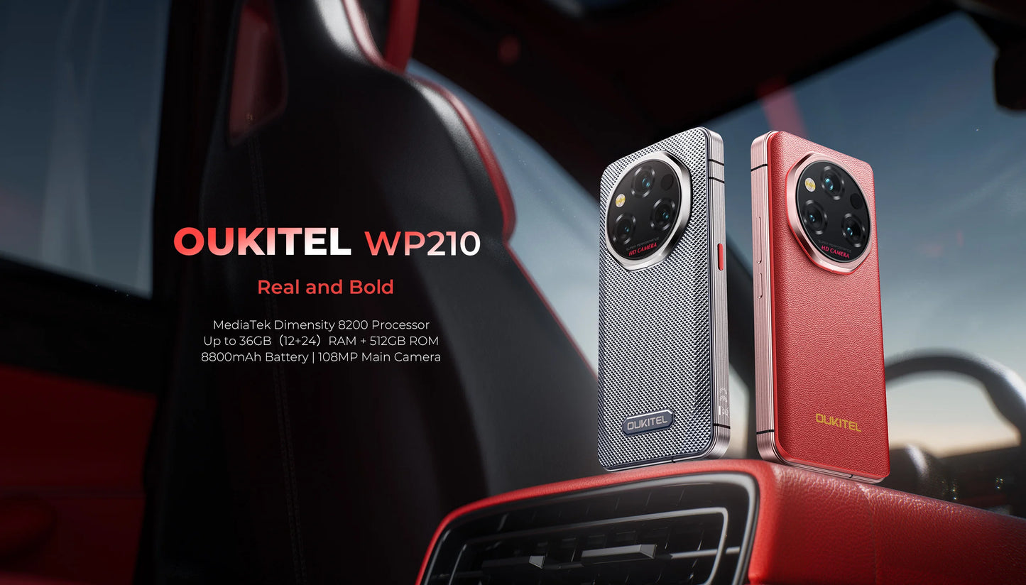 【World Premiere】OUKITEL WP210 Rugged Phone - MTK 8200, 36GB 512GB, 8800mAh 45W, 6.7", 108MP NFC Android15 Smartphone  WIFI/5G