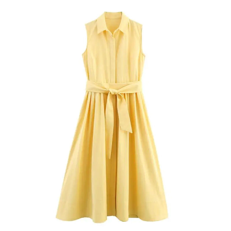Elegant Single Breasted Khaki Long Dress Women Lapel Short Sleeve Pleat Slim Waist A-line Dresses 2025 Summer Autumn Lady Robes