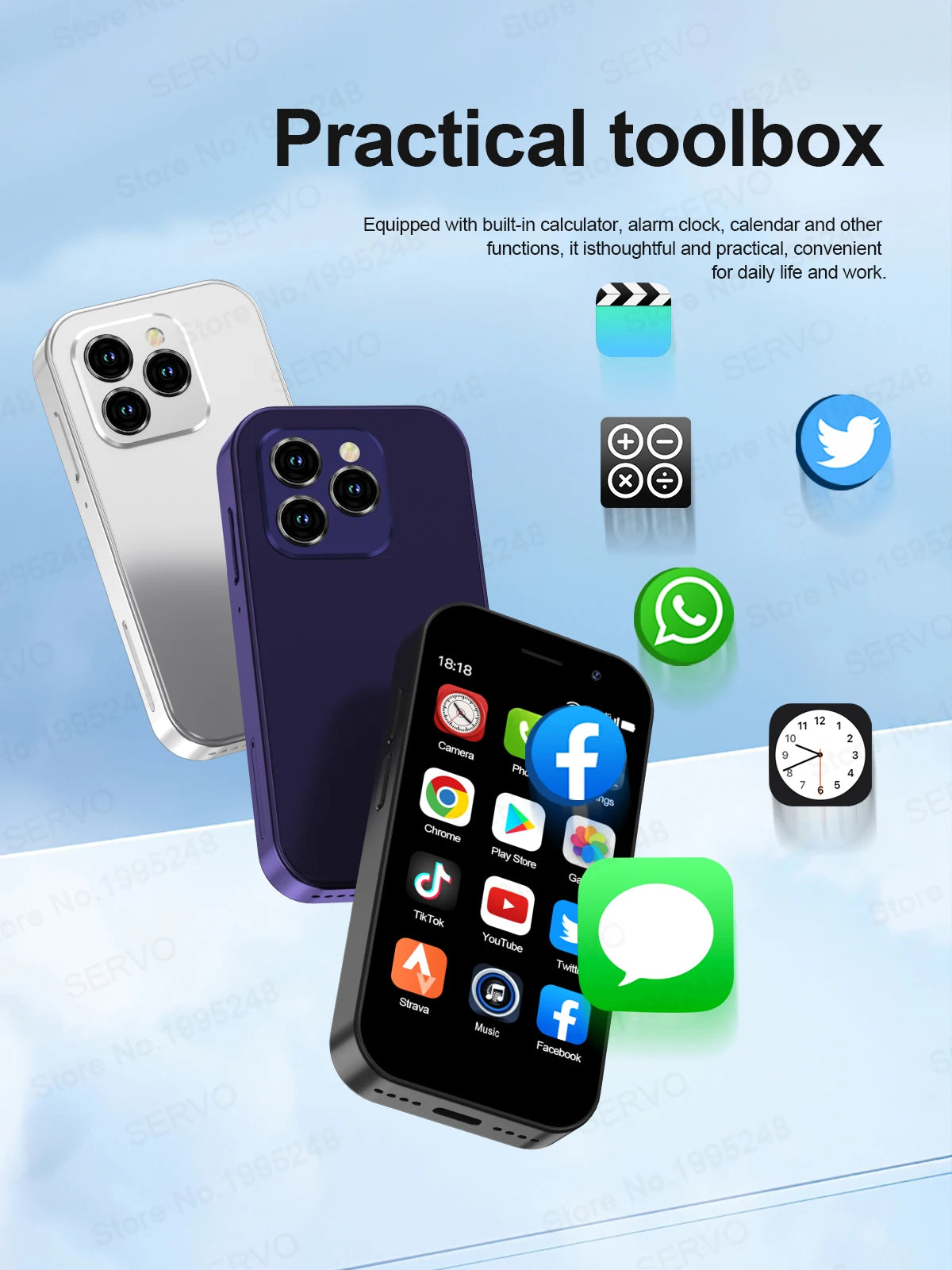 2025 HOT SALE SERVO KING8000 4G Mini Smartphone Android Global GPS 3.0" Display 5MP+2MP WIFI 2000mAh Battery Small Mobile Phones