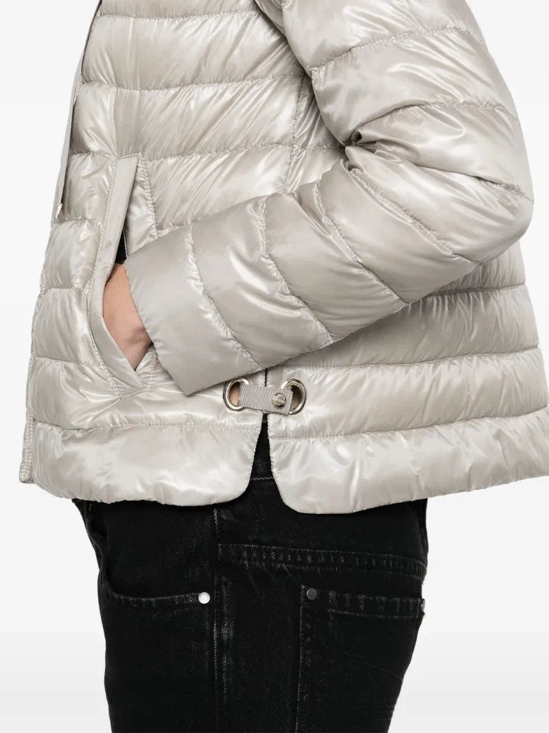 2025H new style pure color drawstring hooded temperament commuting light and thin down jacket