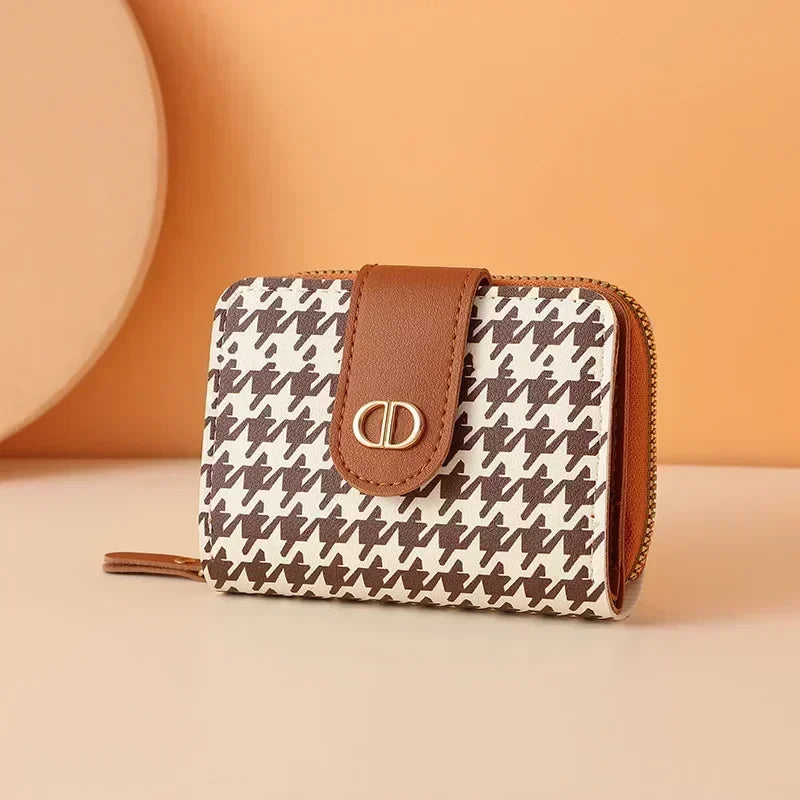 New Light Fashion Luxury Large CapacitySmall Wallet Women's Short Buckle Canvas Multi Card Anti Demagnetization Wallet