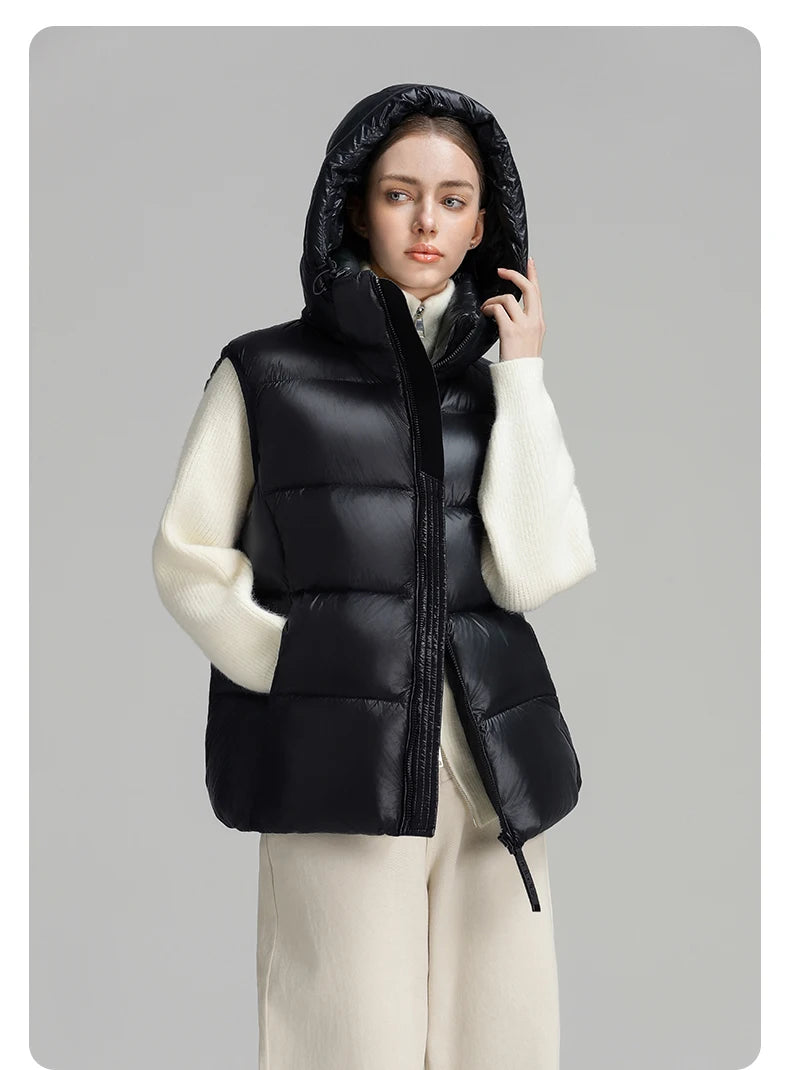 CLARKE QUEEN 2025 Duck Down Vest Jacket for Women Light Weight Padding Winter Outerwear Puffer Casual Warm Thickened Short Coat