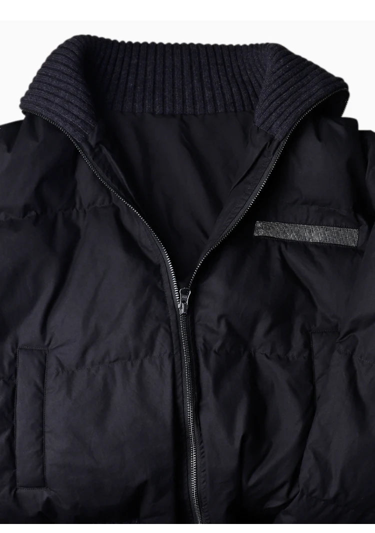 BC835 White goose down with large lapel warm zipper long-sleeved down jacket 100 cashmere warm coat