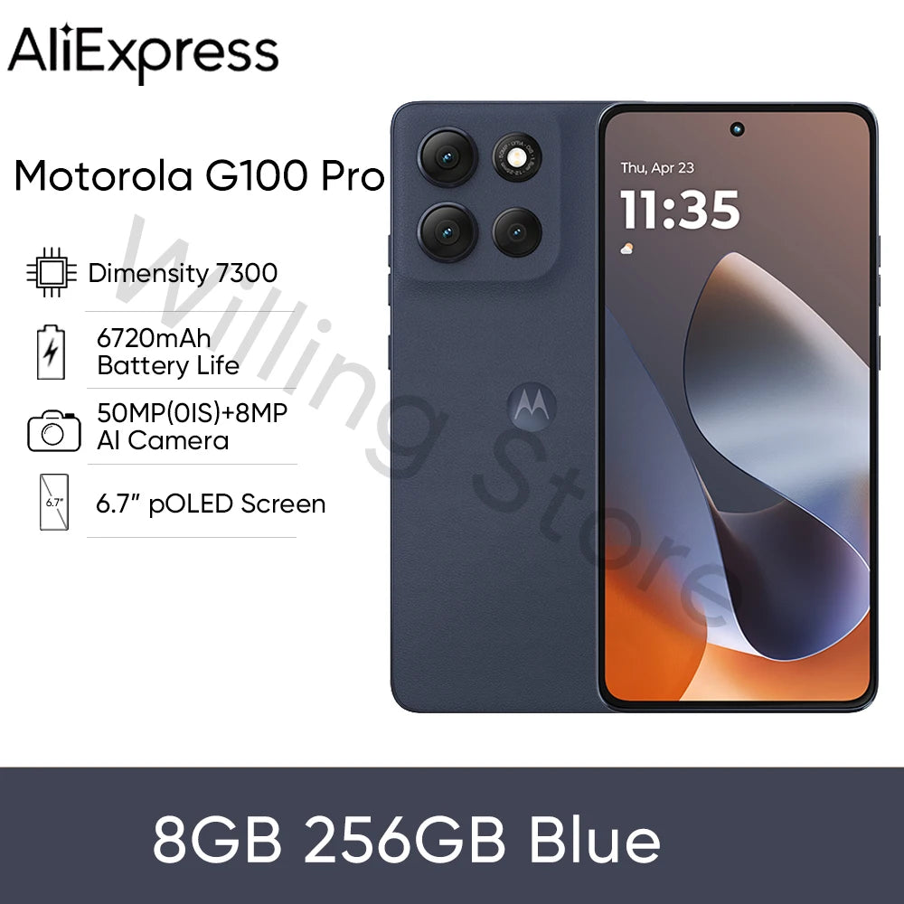 Motorola Moto G100 Pro Smart Phone Dimensity 7300 6.7inch LTPO 50MP AI Camera 30W Fast Charger 6720Mah Moto Motorola  g100 Pro
