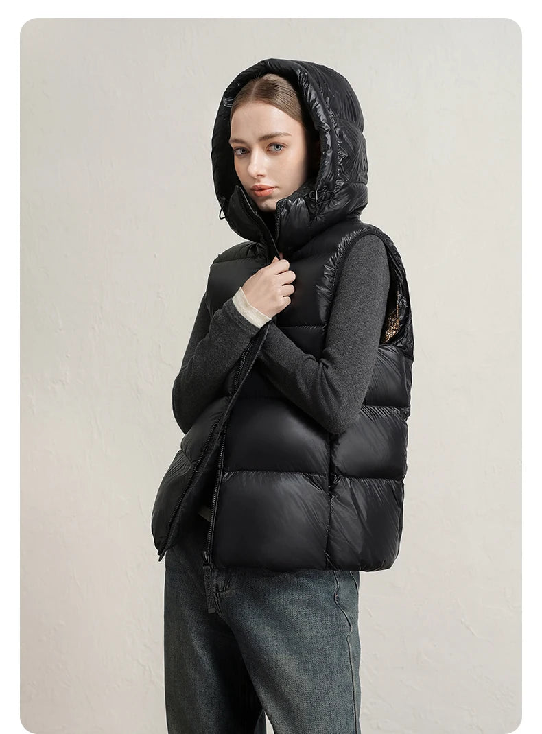 CLARKE QUEEN 2025 Duck Down Vest Jacket for Women Light Weight Padding Winter Outerwear Puffer Casual Warm Thickened Short Coat