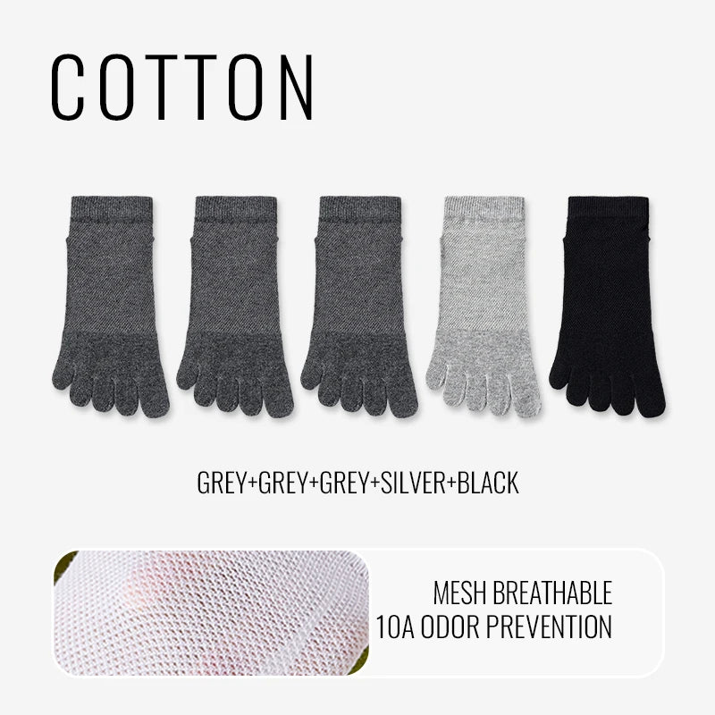 MiiOW Cotton Five Finger Short Sock Men Ankle Spilt Toe Sock Summer Thin Sock Breathable Mesh Sweat Absorbent Antibacterial Soc