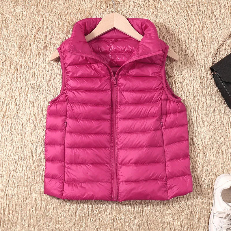 New Women Sleeveless Women's Ultra Light Down Vests Slim Jacket Girl Gilet Plus Lightweight Windproof Warm Waistcoat Portable