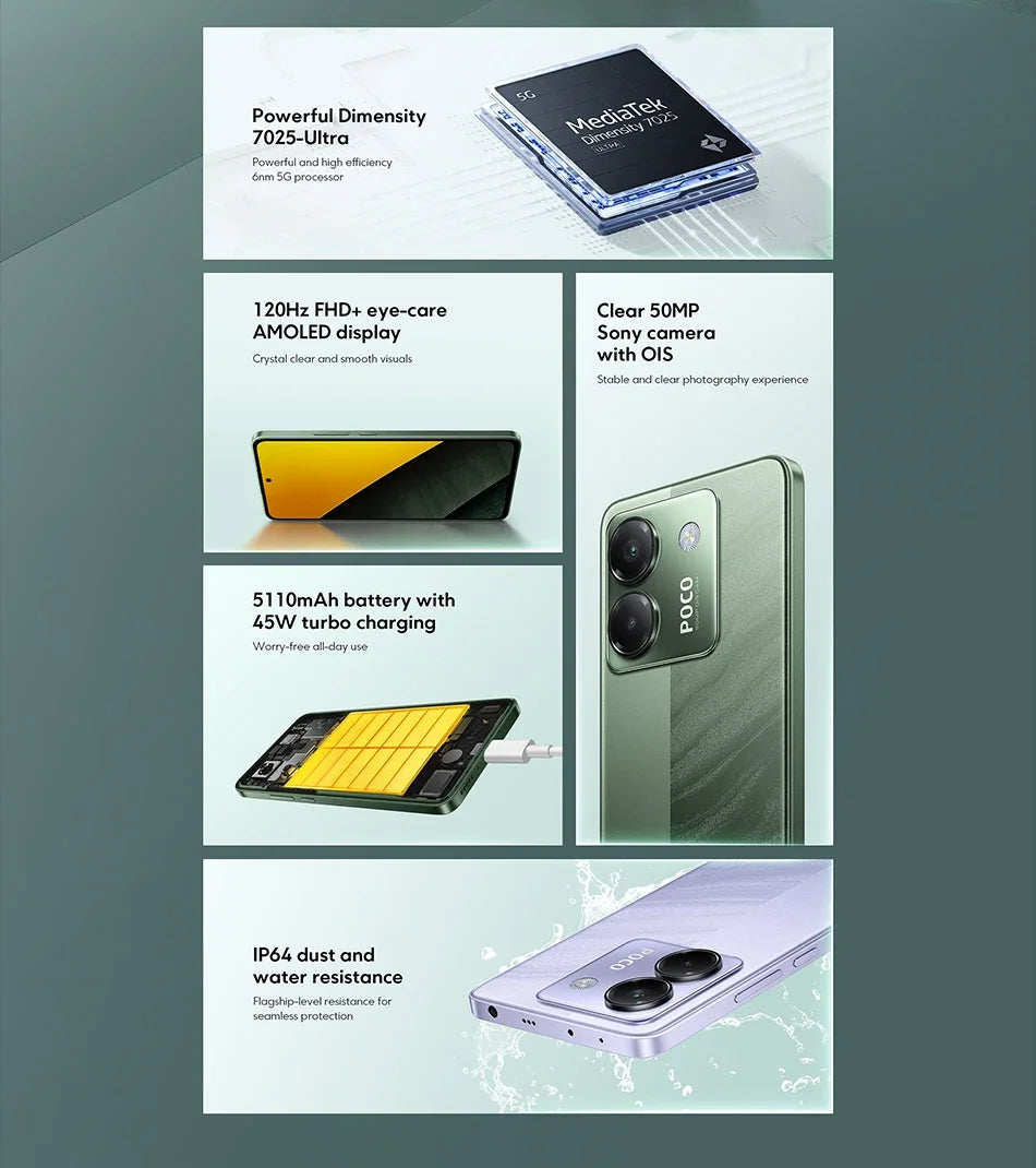 POCO M7 Pro Global Version 6.67" AMOLED Camera 5110mAh Dimensity 7025-Ultra Fast Charge NFC