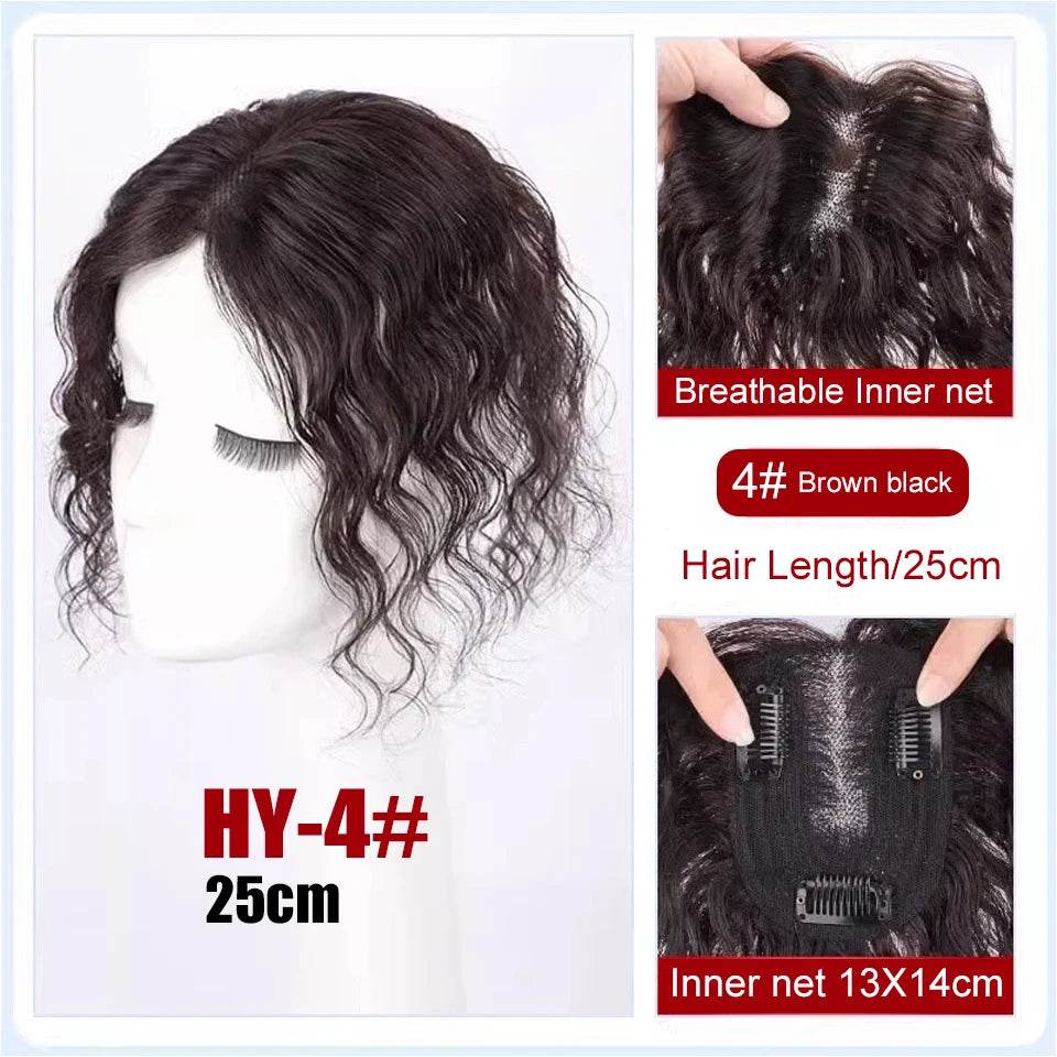 Synthetic Hair Toppers for Women Short Curly Clip In Hair Topper Wiglets with Middle part Bang Add Hair Volume Cover Gray Hair