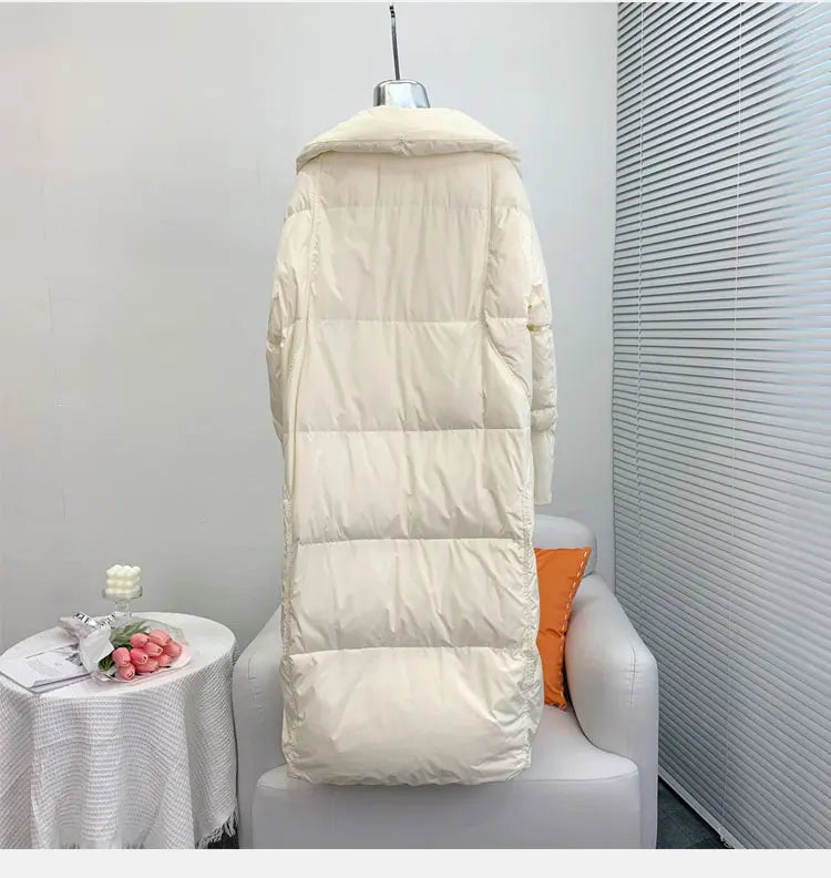 2025 New Winter Women Warm Coat 90% Goose Down Jacket Long Real Fox Fur Collar Thick Luxury Outerwear Female Coat Streetwear