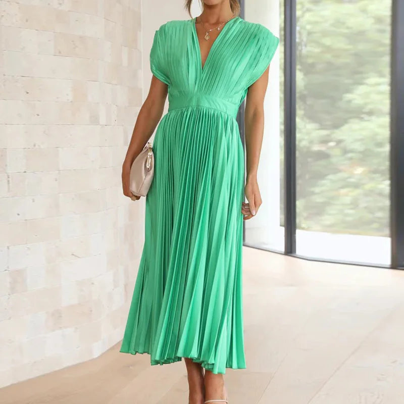 Maxi Dress Women Elegant Sexy Loungewear New Deep V-Neck Lace-Up Party Dress Summer Sleeveless Holiday Ladies Dress Dropshipping