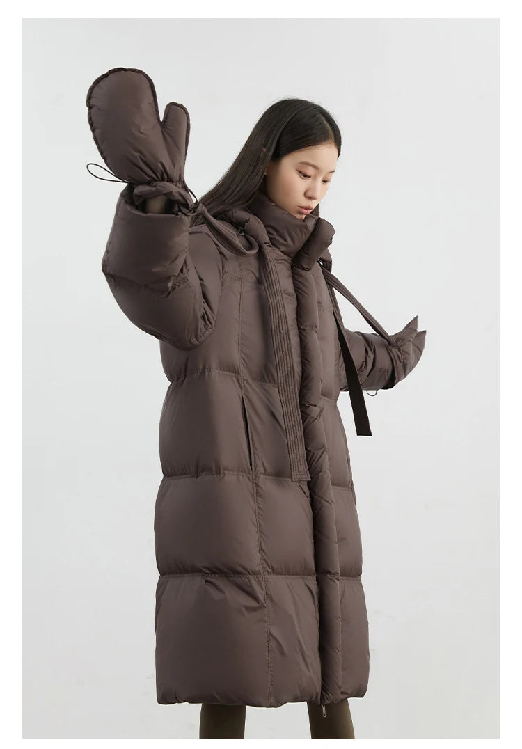 CHIC VEN New Women Down Coats Solid Loose Casual Hooded Down Jacket Female Soft 90 White Duck Down Coat Thick Autumn Winter 2024