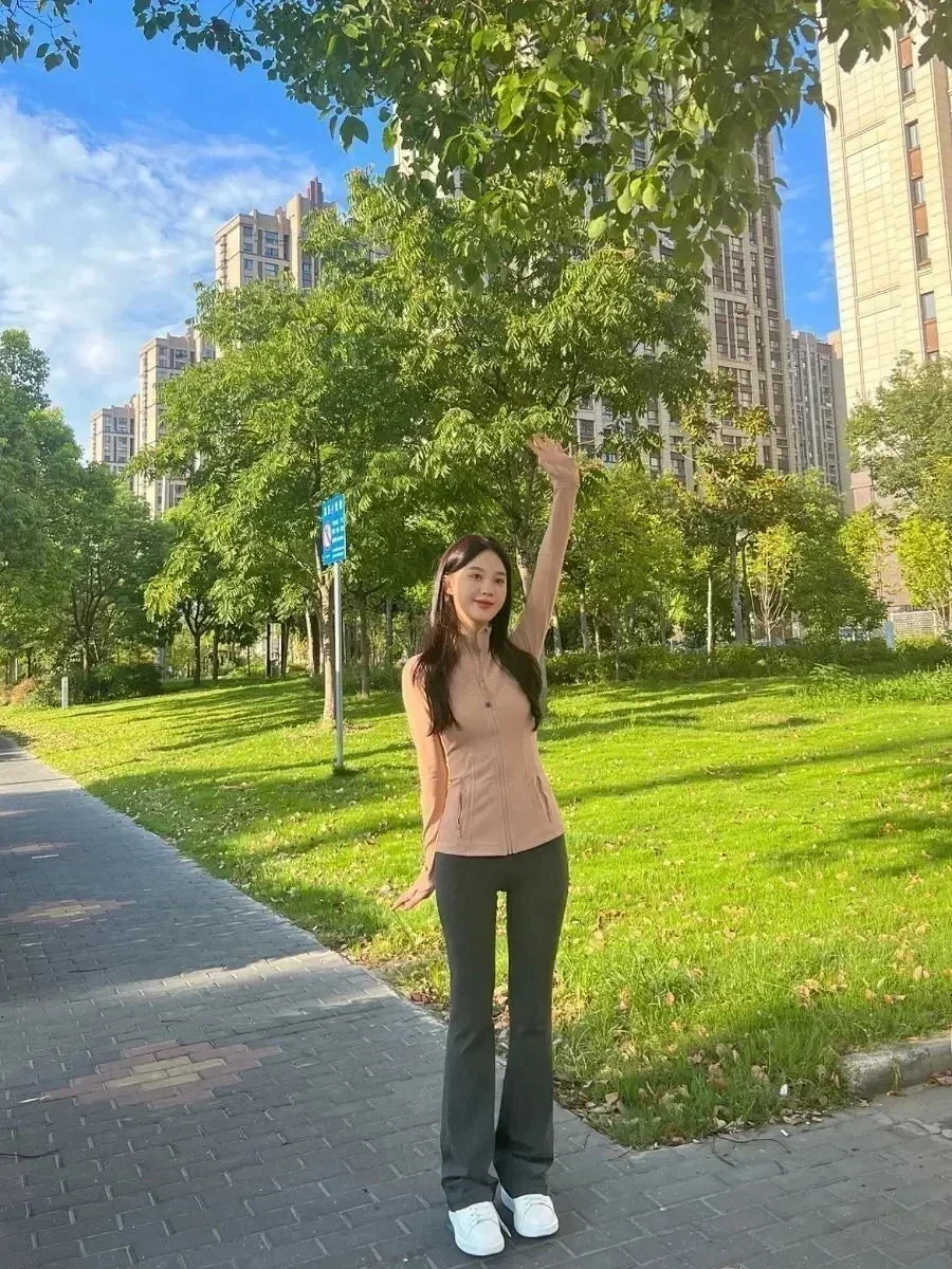 Yoga Clothes Women Define Jacket With Logo Wear Long Sleeve Full Zipper Sports Gym Workout Clothing Slim Fit Dupes Athletic