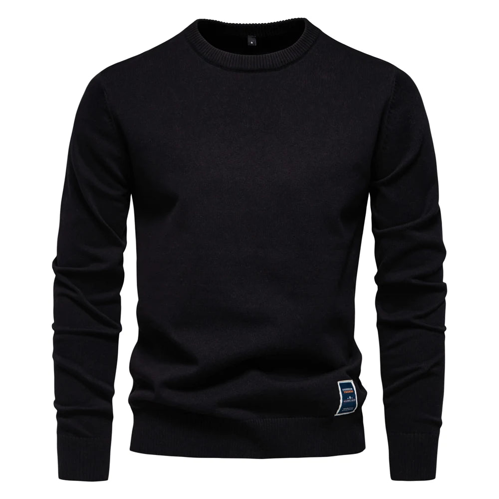 AIOPESON Mens Solid Cotton Crew Neck Knitted Pullover Sweaters Casual Fashion Classic Sweater for Men