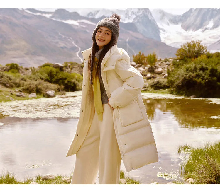 Semir Down Coat Women Long Three-proof Windproof Warm 2025 Winter New Loose Hooded Versatile Jacket