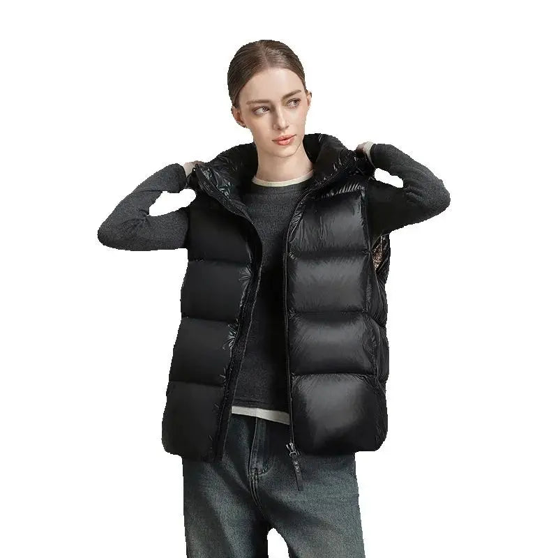 CLARKE QUEEN 2025 Duck Down Vest Jacket for Women Light Weight Padding Winter Outerwear Puffer Casual Warm Thickened Short Coat