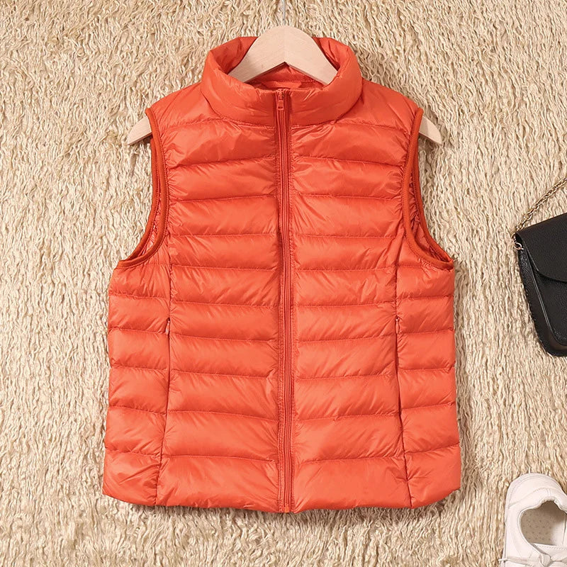 New Women Sleeveless Women's Ultra Light Down Vests Slim Jacket Girl Gilet Plus Lightweight Windproof Warm Waistcoat Portable